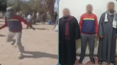 المتهمون بعد ضبطهم ولقطة من الفيديو 