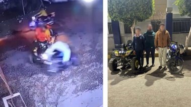 المتهمين بعد ضبطهم ولقطة من الفيديو 