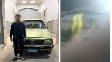 المتهم بعد ضبطه ولقطة من الفيديو 