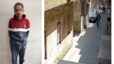 المتهم بعد ضبطه ولقطة من الفيديو 