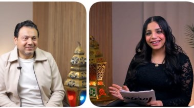 الفنان عمرو رمزي والزميلة هايدي محمد