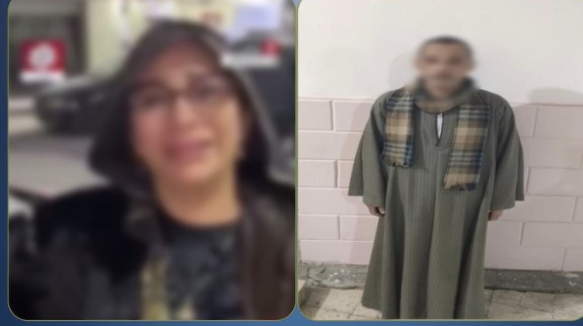 المتهم بعد ضبطه ولقطة من فيديو الصحفية آية الجيار