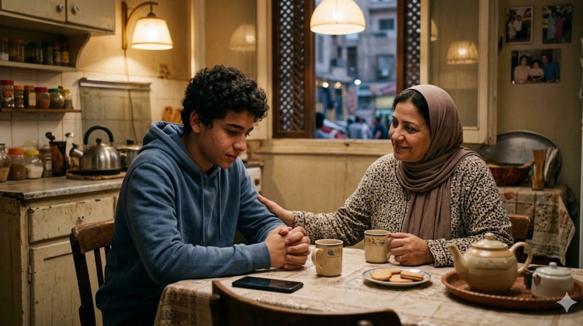 ابن مع امه مولدة بـ AI