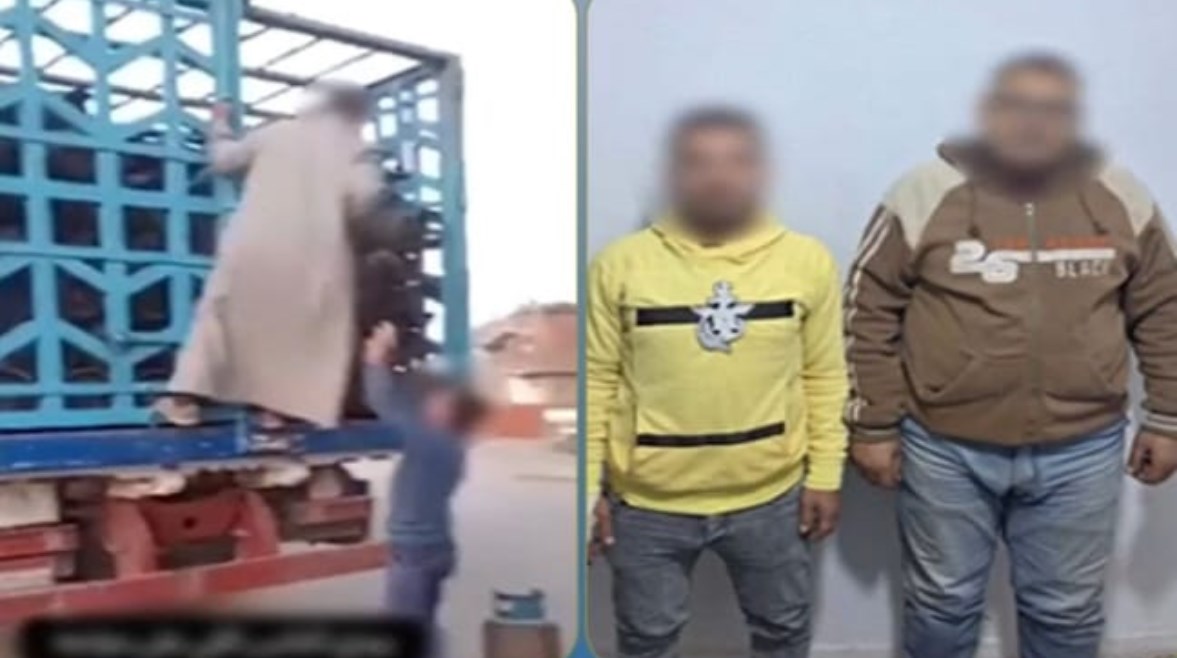 المتهمون وجانب من فيديو الواقعة