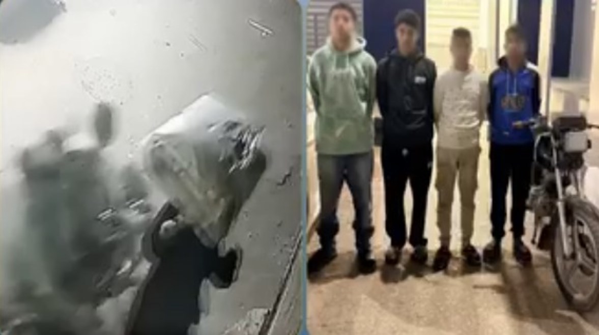 المتهمين بعد ضبطهم ولقطة من الفيديو 