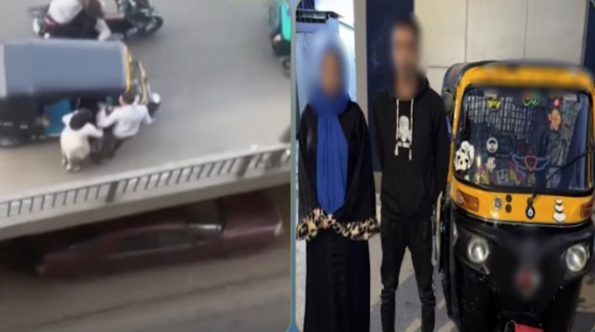 المتهم بعد ضبطه ولقطة من الفيديو 