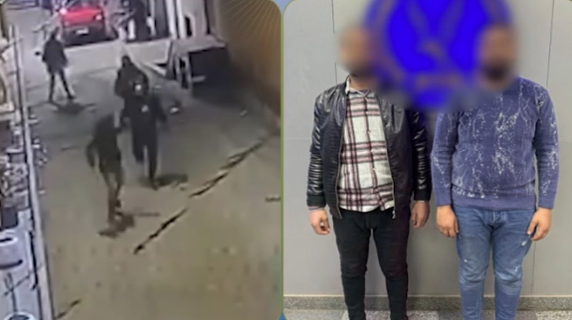 المتهمين بعد ضبطهم ولقطة من الفيديو 