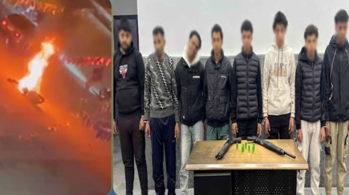 المتهمين بعد ضبطهم ولقطة من الفيديو 