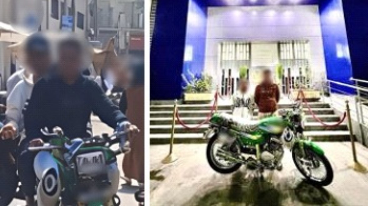 المتهمان بعد ضبطهما ولقطة من الفيديو 