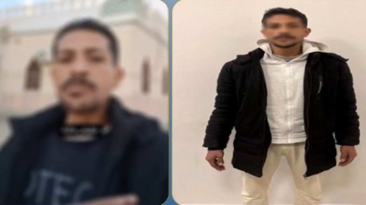 المتهم بعد ضبطه ولقطة من الفيديو 