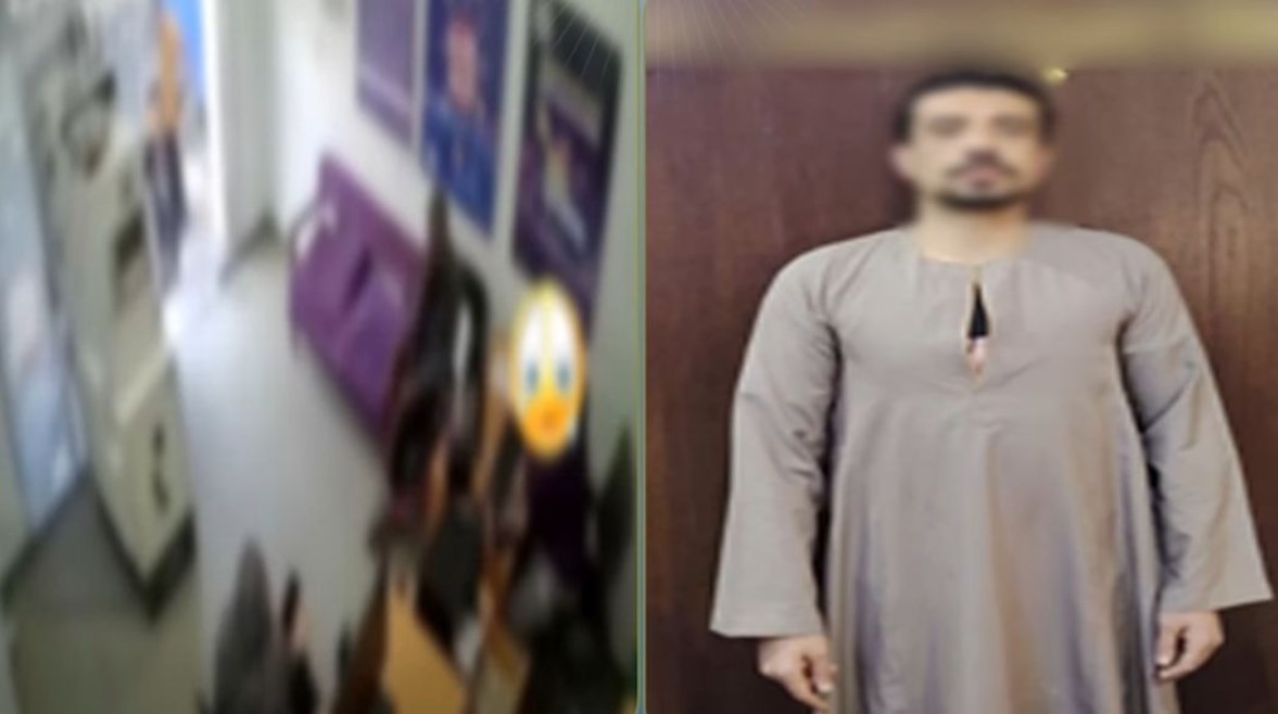 المتهم بعد ضبطه ولقطة من الفيديو 