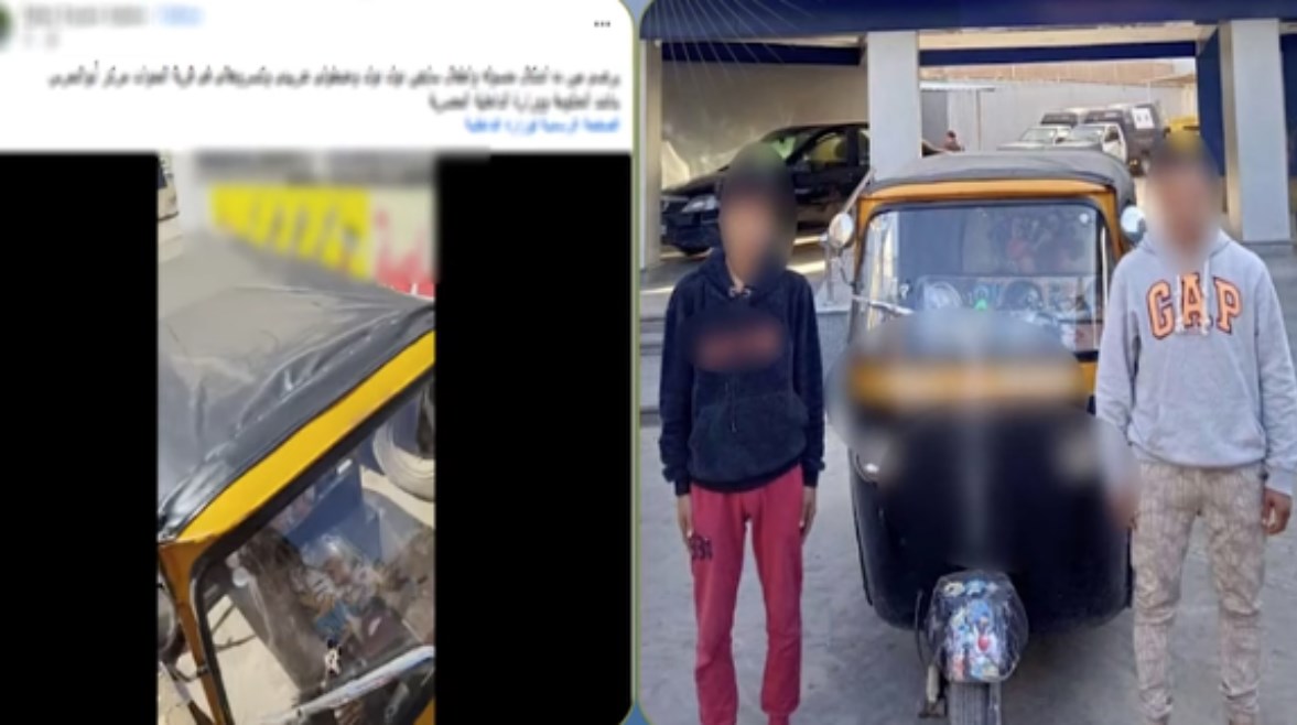 المتهمان بعد ضبطهما ولقطة من الفيديو 