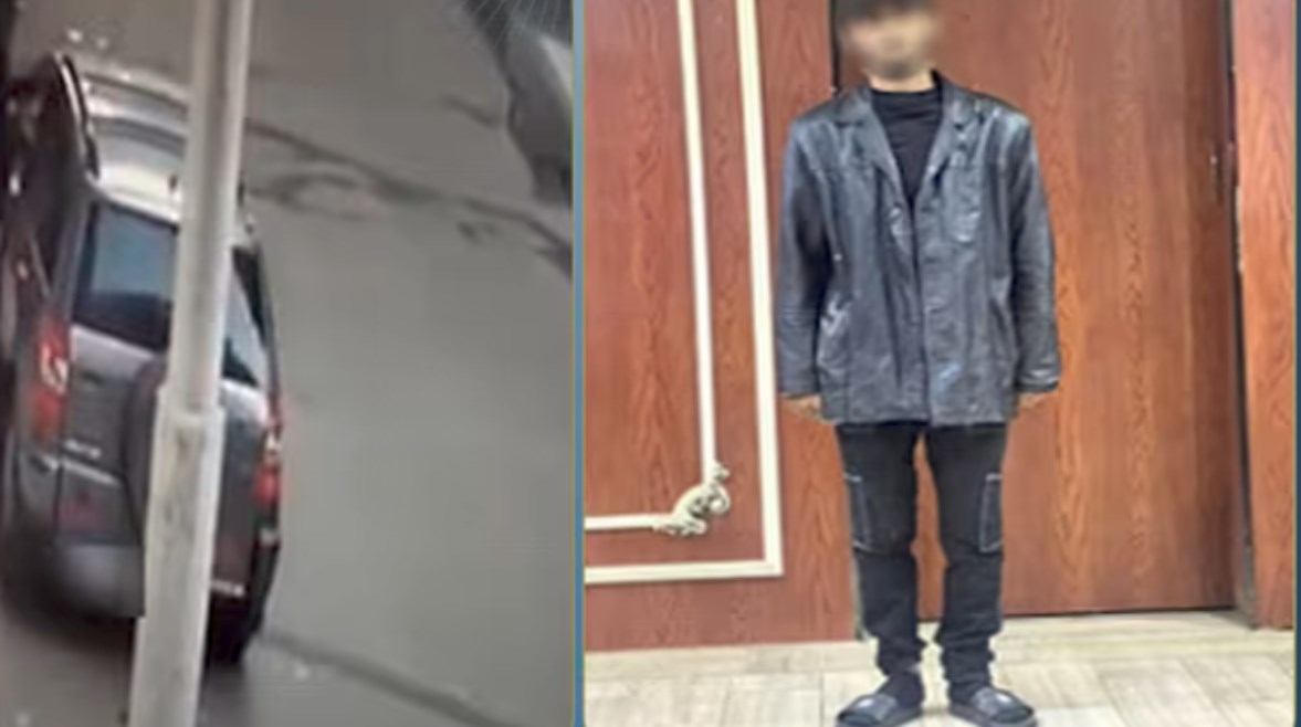 المتهم بعد ضبطه ولقطة من الفيديو 