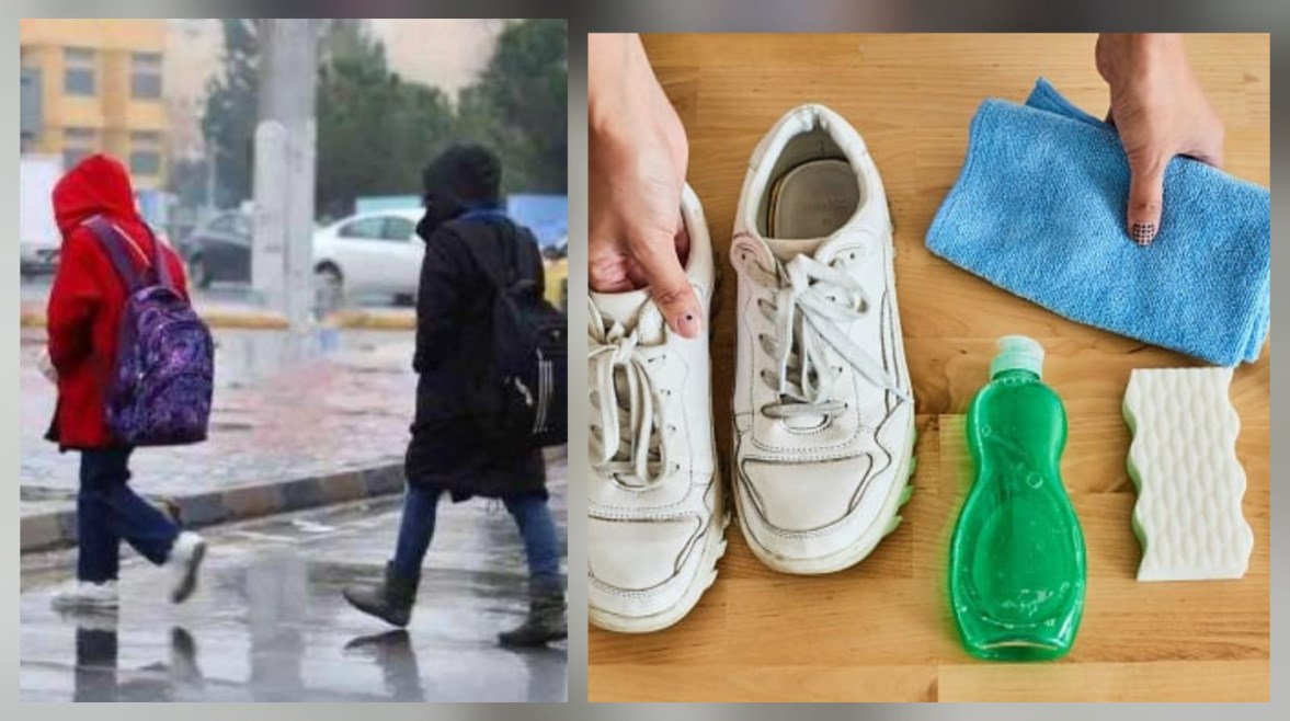 إزالة الأوساخ السطحية من الحذاء بعد سقوط الأمطار