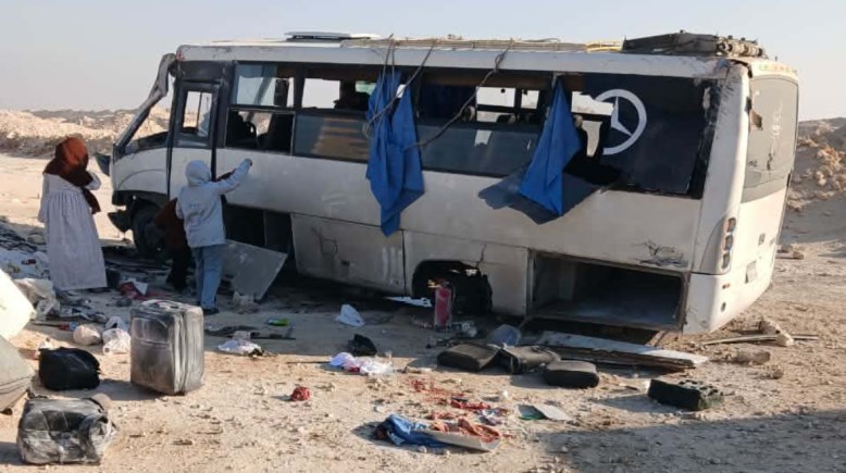  حادث انقلاب أتوبيس جامعى  بصحراوي المنيا