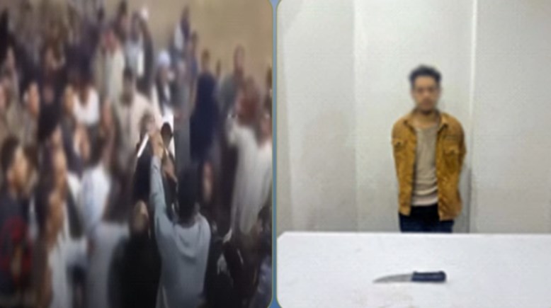 المتهم بعد ضبطه ولقطة من الفيديو 