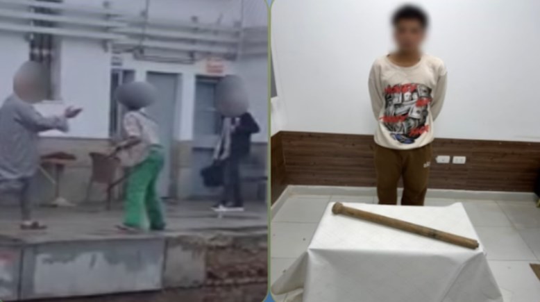 المتهم بعد ضبطه ولقطة من الفيديو 