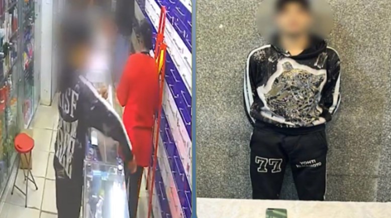 المتهم بعد ضبطه ولقطة من الفيديو 