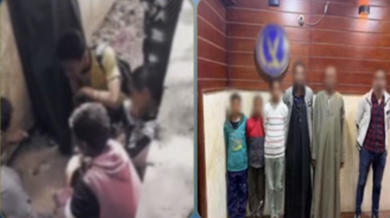 المتهمون بعد ضبطهم ولقطة من الفيديو 