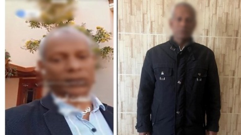 المتهم بعد ضبطه ولقطة من الفيديو