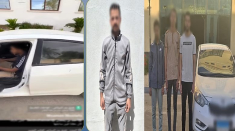 المتهمين بعد ضبطهم ولقطة من الفيديو 