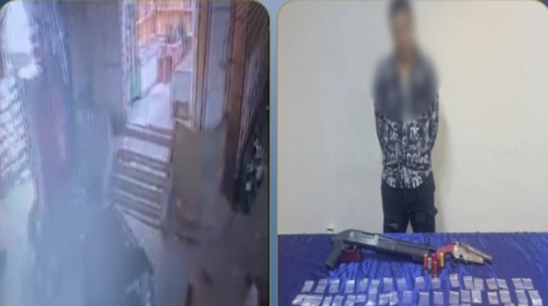 المتهم بعد ضبطه ولقطة من الفيديو