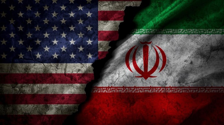 علم إيران وعلم أمريكا 