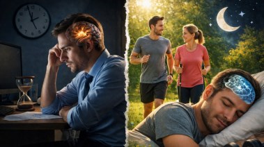 دراسة تحذر من الجلوس لفترة طويلة في العمل (صورة مولدة بالذكاء الاصطناعي)