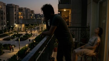 شاب في شرفة منزله - تعبيرية