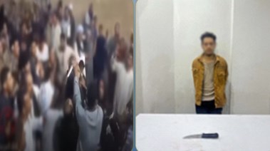 المتهم بعد ضبطه ولقطة من الفيديو 