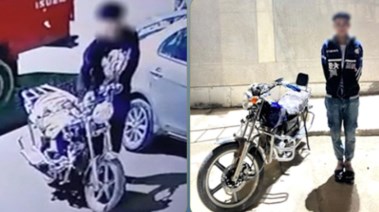 المتهم بعد ضبطه ولقطة من الفيديو 