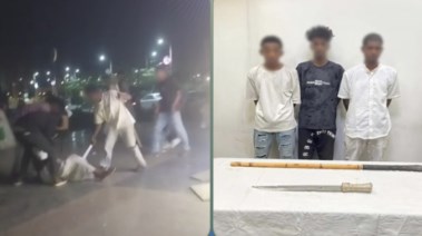 المتهمون بعد ضبطهم ولقطة من الفيديو 