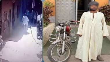 المتهم بعد ضبطه ولقطة من الفيديو