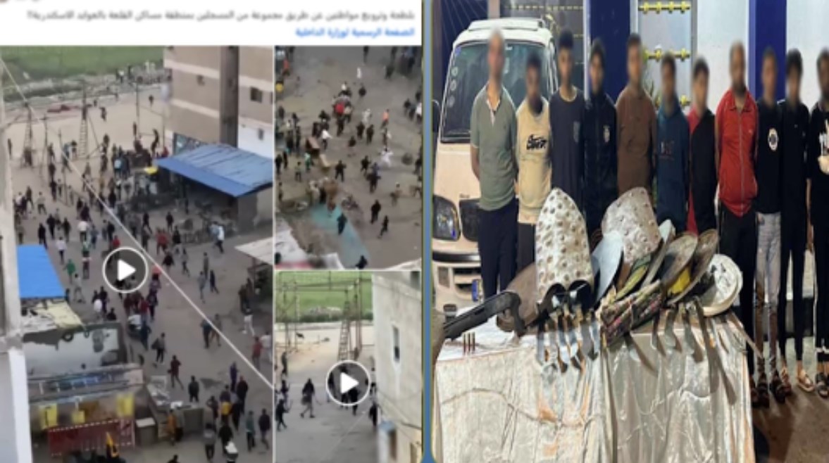 المتهمون بعد ضبطهم ولقطة من الفيديو