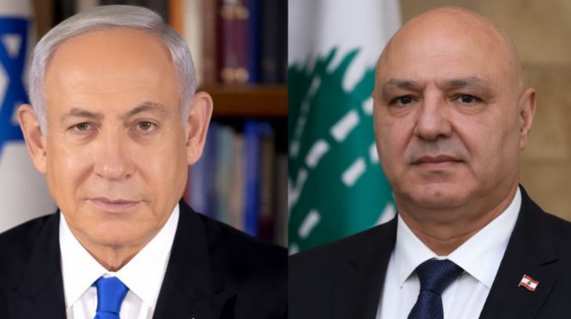 رئيس لبنان، جوزيف عون، ورئيس وزراء إسرائيل نتنياهو