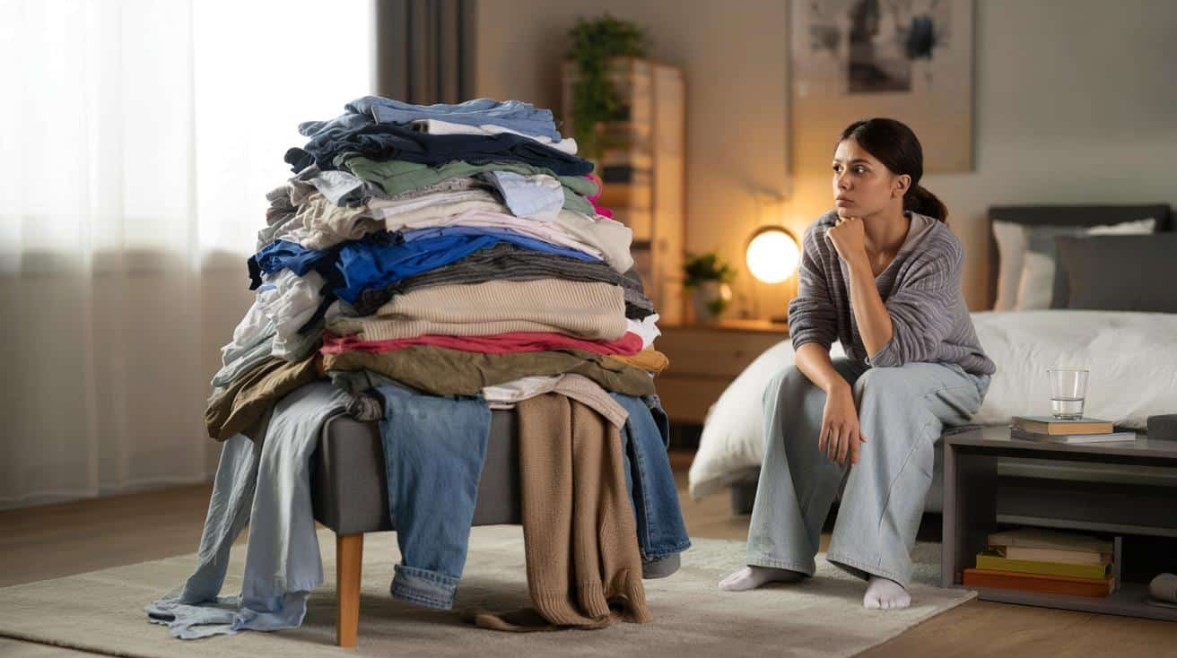 تراكم الملابس على الكرسي