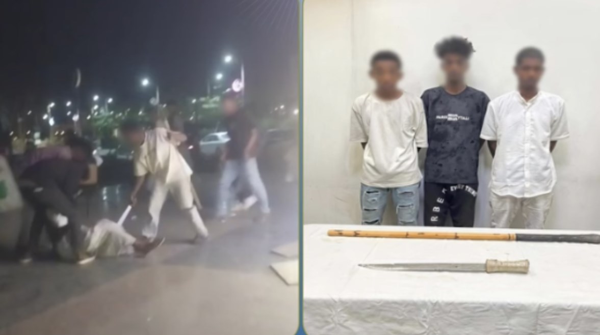 المتهمون بعد ضبطهم ولقطة من الفيديو 