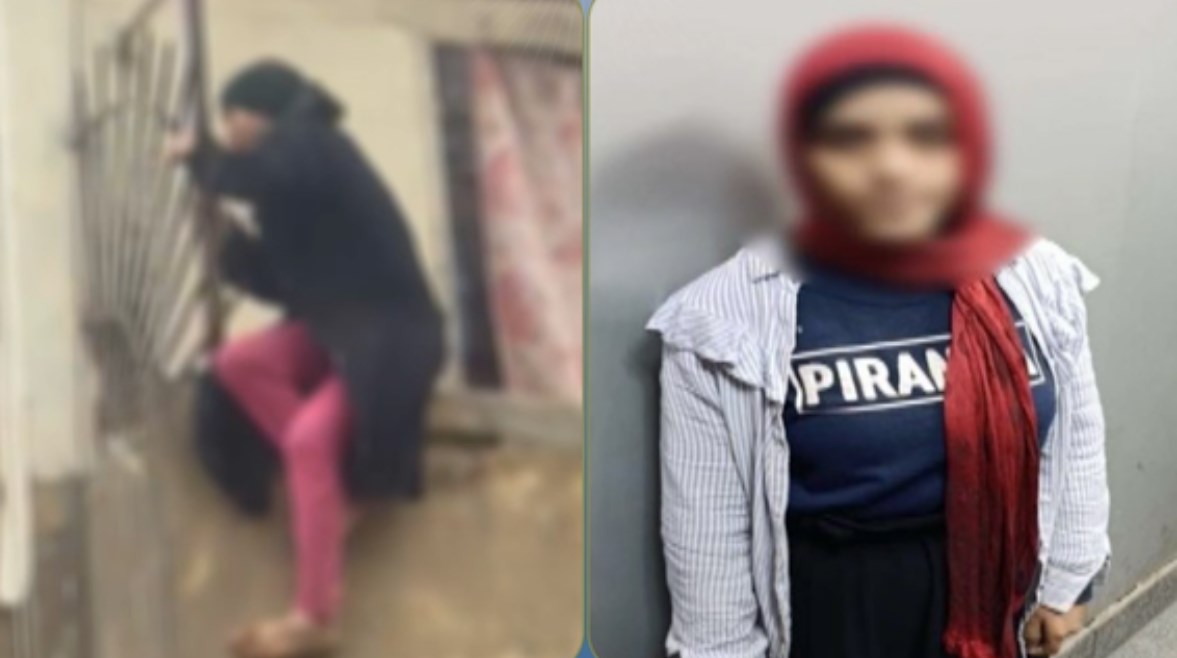 الفتاة ولقطة من الفيديو المتداول