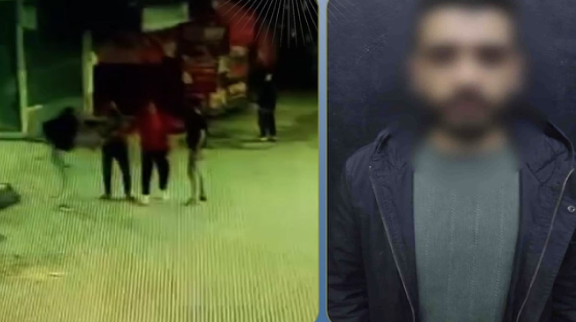 المتهم بعد ضبطه ولقطة من الفيديو 