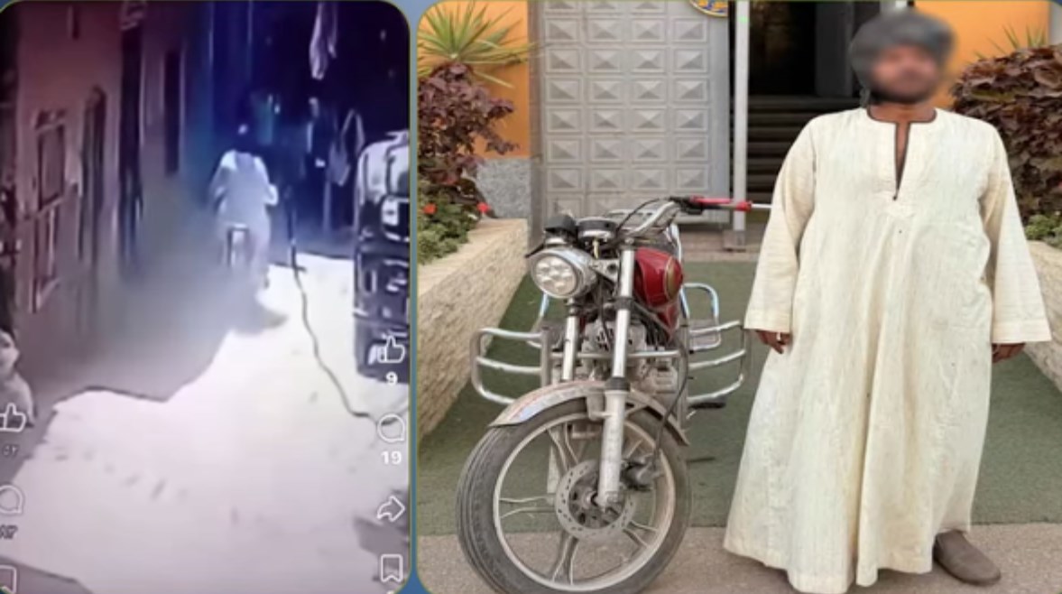 المتهم بعد ضبطه ولقطة من الفيديو