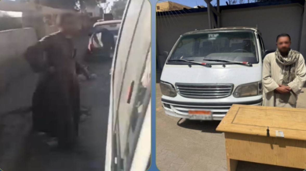 المتهم بعد ضبطه ولقطة من الفيديو