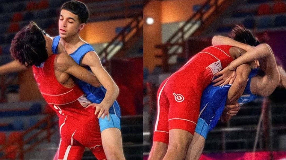 عبدالله حسونة من جولة الفوز بذهبية أفريقيا للمصارعة