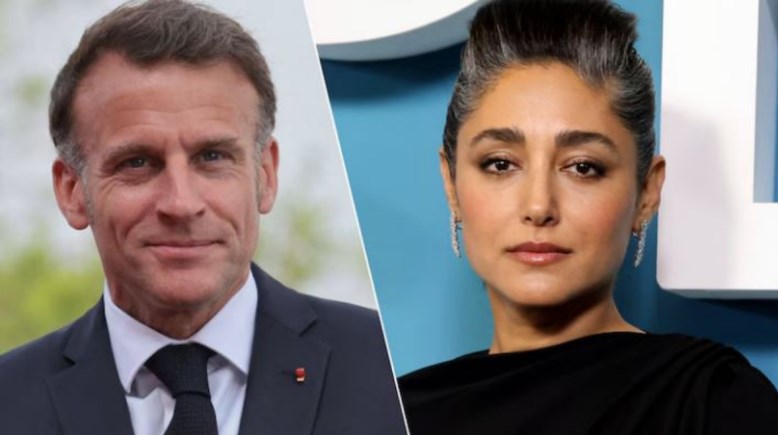 جولشيفته فراهاني وإيمانويل ماكرون