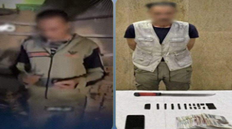 المتهم بعد ضبطه ولقطة من الفيديو
