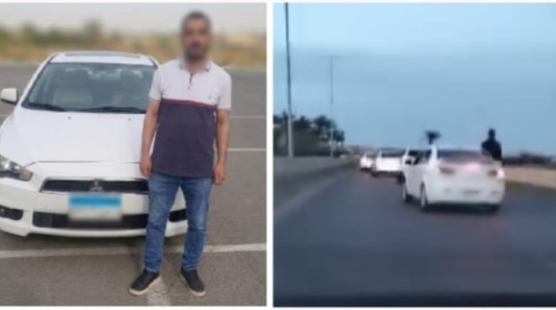 المتهم بعد ضبطه ولقطة من الفيديو 
