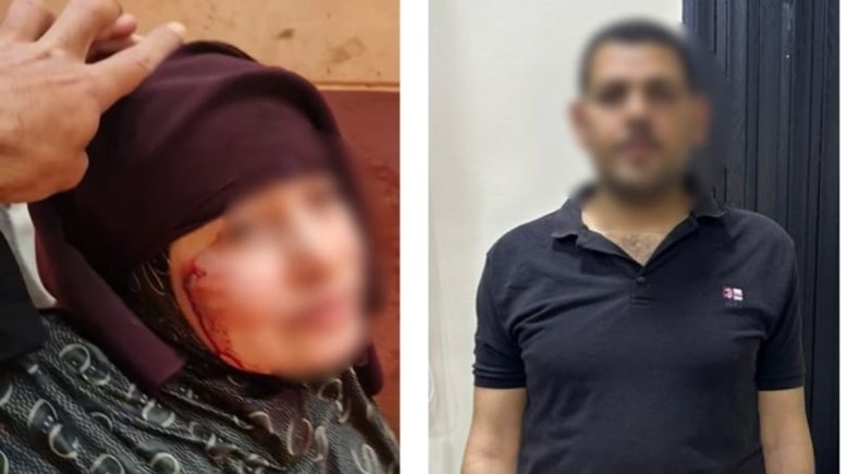 المتهم بعد ضبطه وجانب من الفيديو 