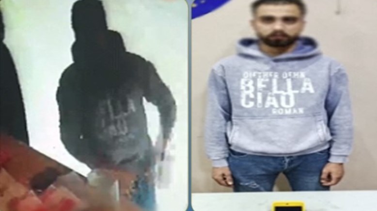 المتهم بعد ضبطه ولقطة من الفيديو