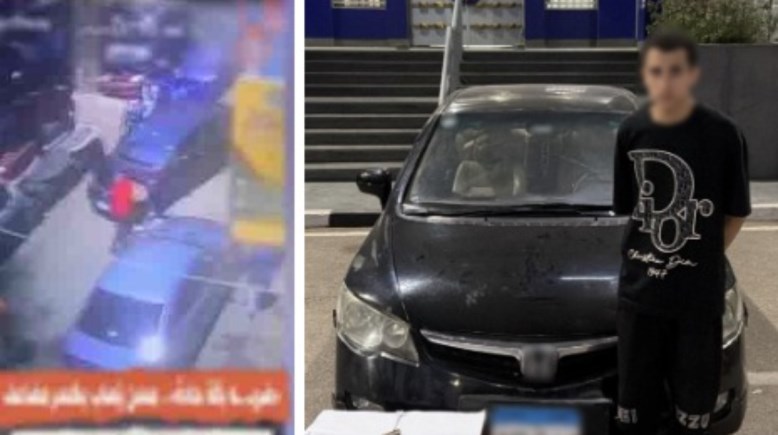 المتهم بعد ضبطه ولقطة من الفيديو