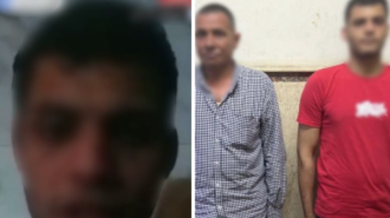 المتهمان بعد ضبطهما ولقطة من الفيديو 
