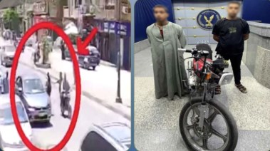 المتهمان بعد ضبطهما ولقطة من الفيديو 